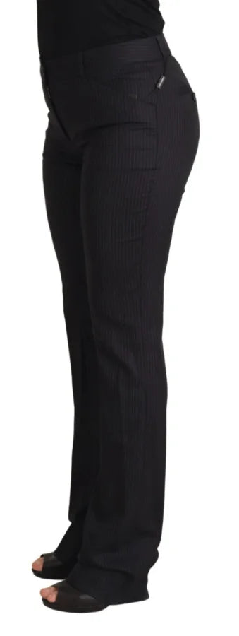 Dolce &amp; Gabbana Black Stripes Mid Waist Trouser Pants