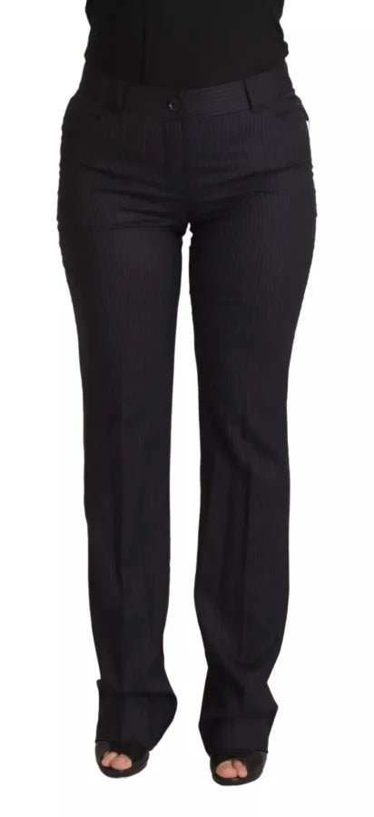 Dolce &amp; Gabbana Black Stripes Mid Waist Trouser Pants