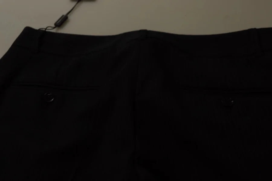 Dolce &amp; Gabbana Black Stripes Mid Waist Trouser Pants