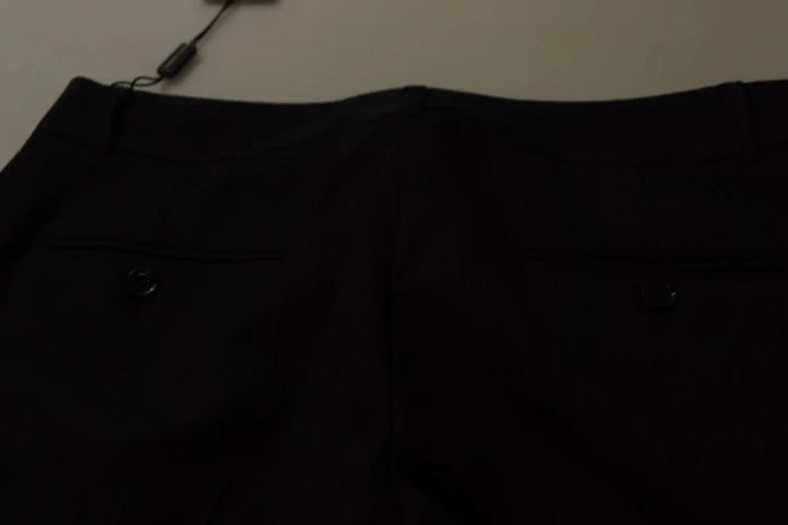 Dolce &amp; Gabbana Black Stripes Mid Waist Trouser Pants