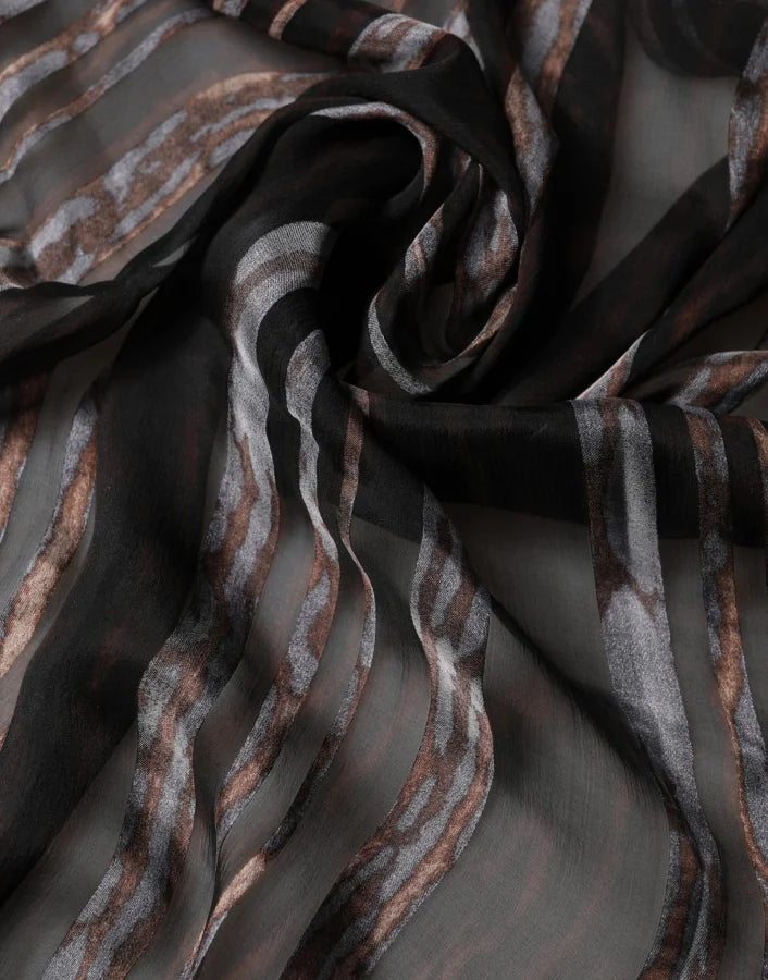 Dolce &amp; Gabbana Black Stripes Silk Wrap Shawl Stole 193cm x 131cm Scarf