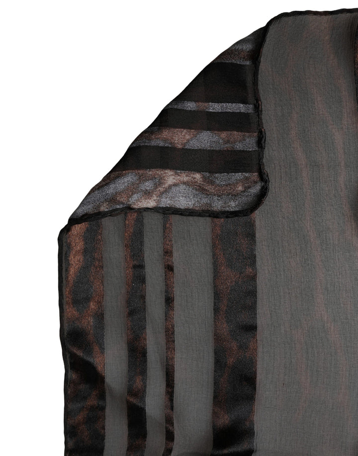 Dolce &amp; Gabbana Black Stripes Silk Wrap Shawl Stole 193cm x 131cm Scarf