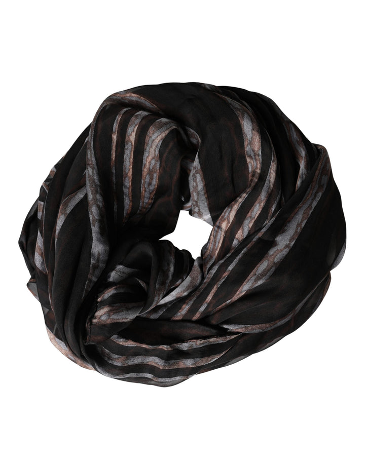 Dolce &amp; Gabbana Black Stripes Silk Wrap Shawl Stole 193cm x 131cm Scarf