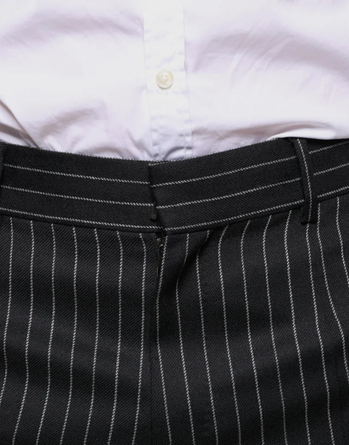 Dolce &amp; Gabbana Black Stripes Skinny Men Dress Pants