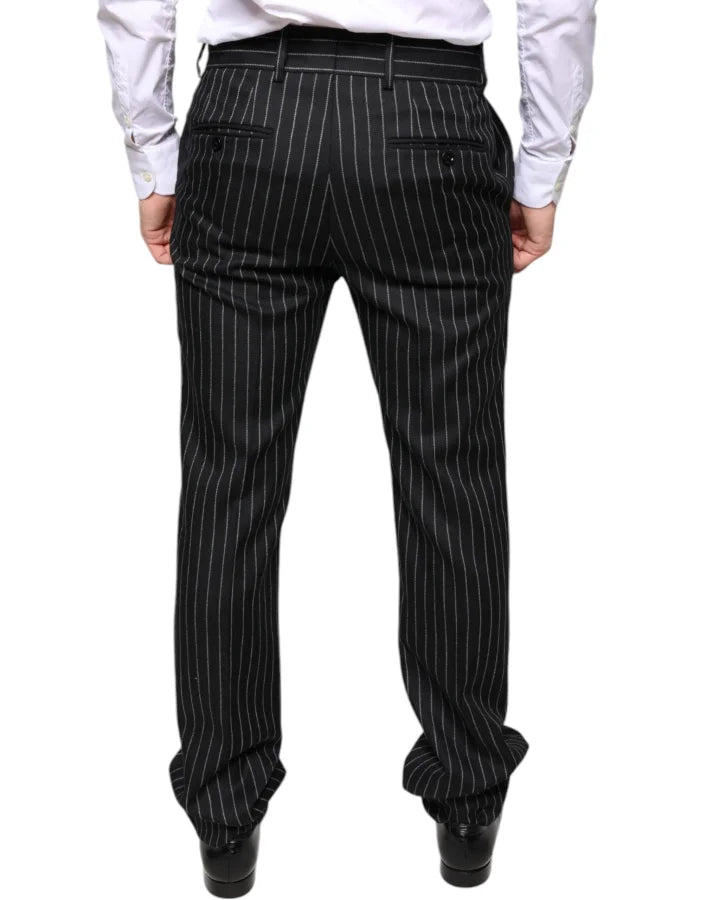 Dolce &amp; Gabbana Black Stripes Skinny Men Dress Pants
