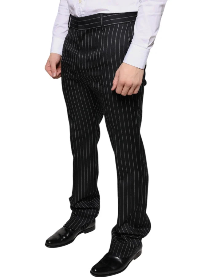 Dolce &amp; Gabbana Black Stripes Skinny Men Dress Pants
