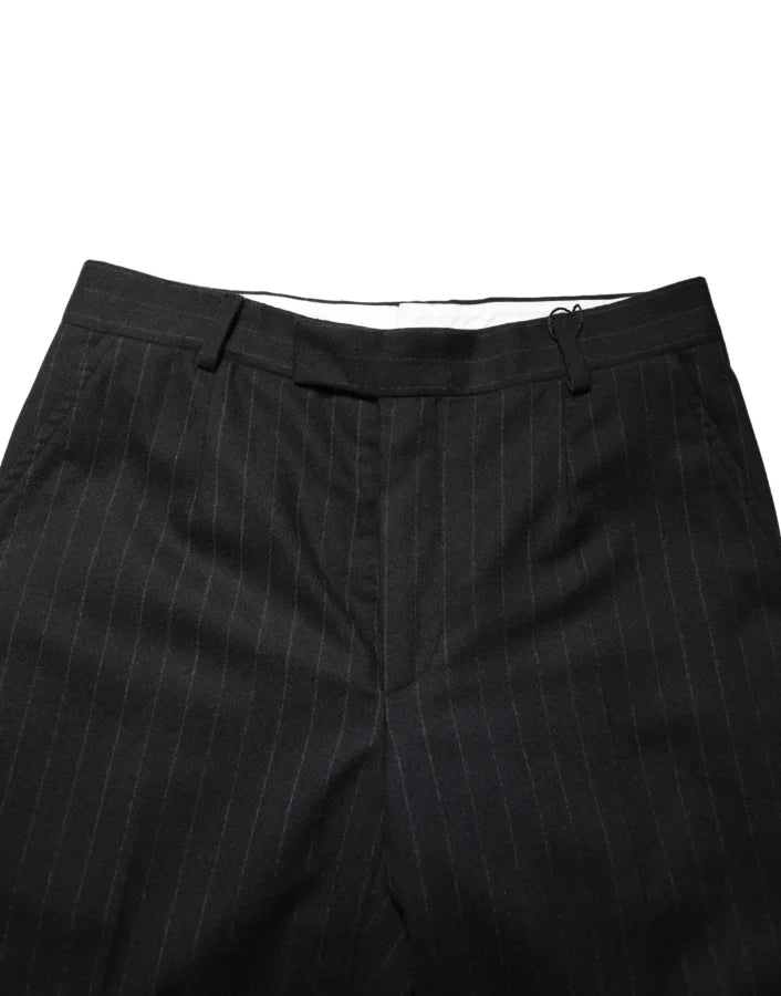 Dolce &amp; Gabbana Black Stripes Wool Dress Formal Trouser Pants