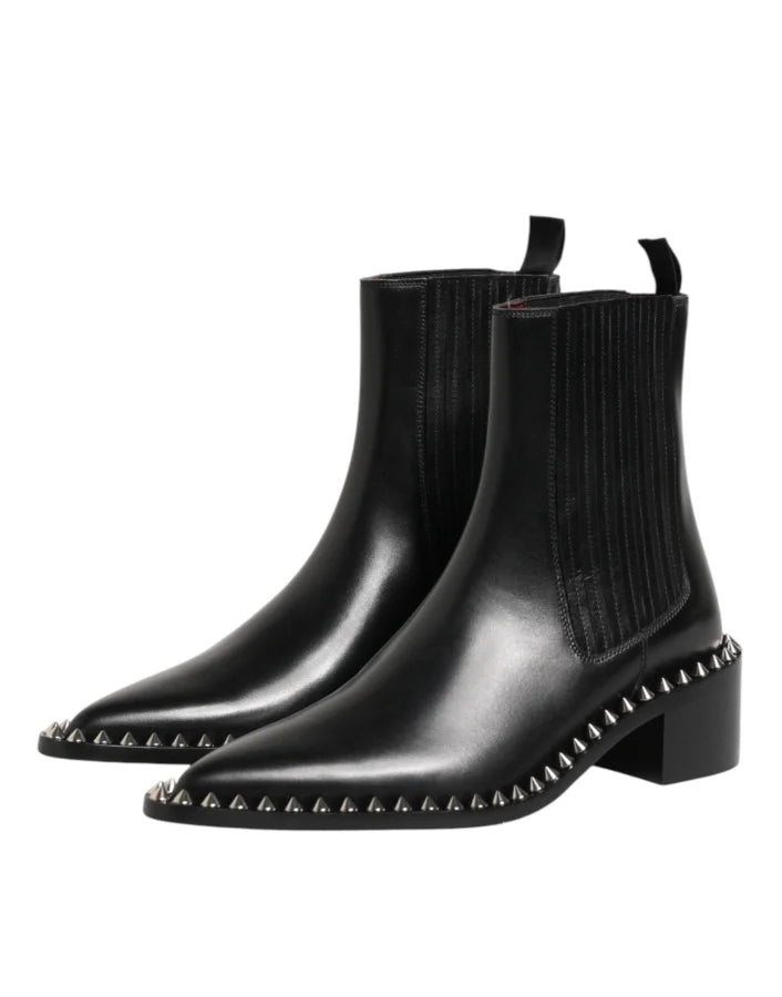 Dolce &amp; Gabbana Black Studded Chelsea Short Ankle Boots Shoes