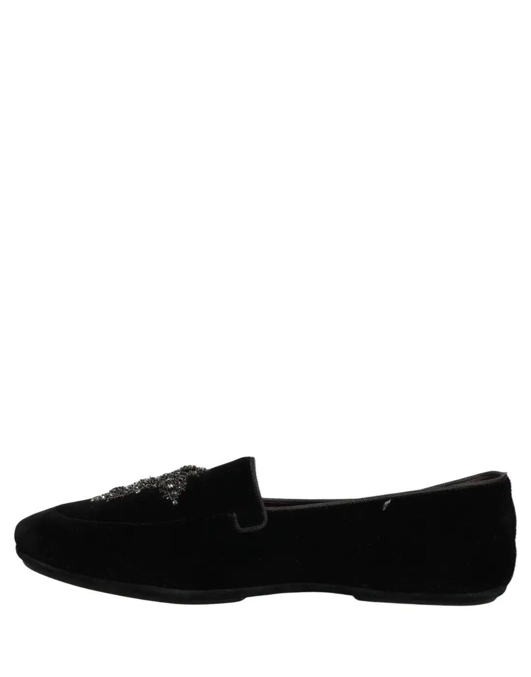 Dolce &amp; Gabbana Black Suede Embellished Dress Loafers Shoes
