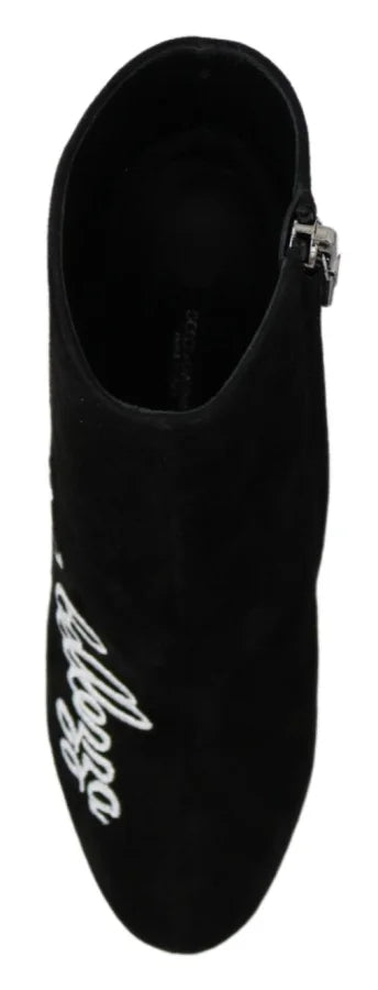 Dolce &amp; Gabbana Black Suede L’Amore E’Bellezza Boots Shoes