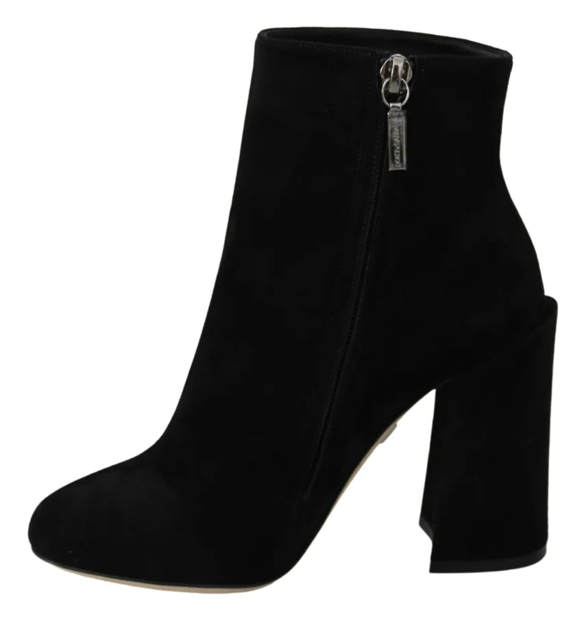 Dolce &amp; Gabbana Black Suede L’Amore E’Bellezza Boots Shoes