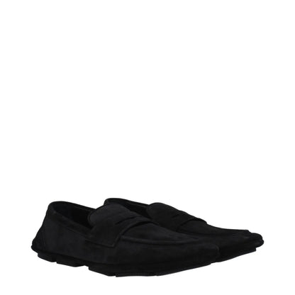 Dolce&Gabbana Black Suede Loafers A50599AS70780999 Back Logo Style Dolce & Gabbana