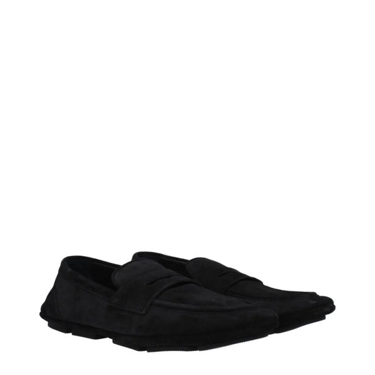 Dolce&Gabbana Black Suede Loafers A50599AS70780999 Back Logo Style Dolce & Gabbana