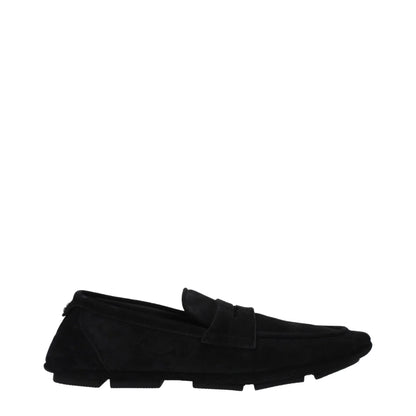 Dolce&Gabbana Black Suede Loafers A50599AS70780999 Back Logo Style Dolce & Gabbana