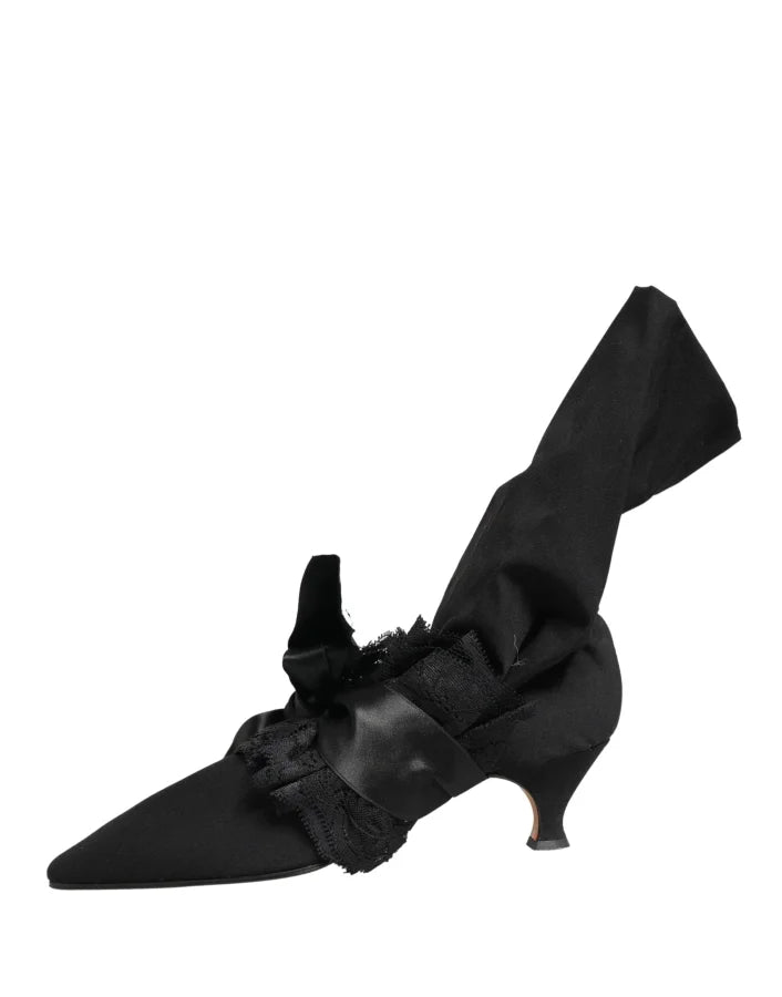 Dolce &amp; Gabbana Black Suede Mid Calf Boots Shoes