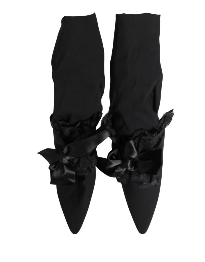 Dolce &amp; Gabbana Black Suede Mid Calf Boots Shoes