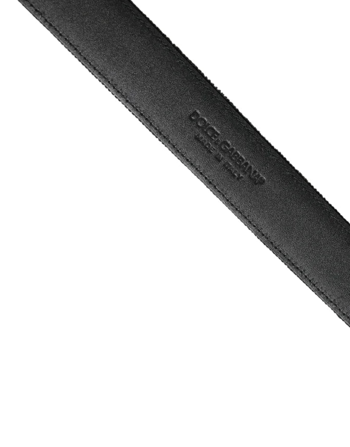 Dolce &amp; Gabbana Black Suede Silver Tone Metal Buckle Men Belt