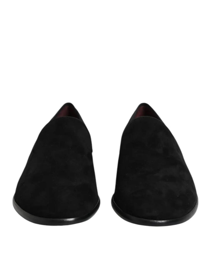Dolce &amp; Gabbana Black Suede Slip On Loafers Formal Shoes