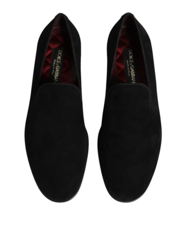 Dolce &amp; Gabbana Black Suede Slip On Loafers Formal Shoes