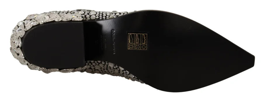 Dolce &amp; Gabbana Black Suede Strass Crystal Cowgirl Boots