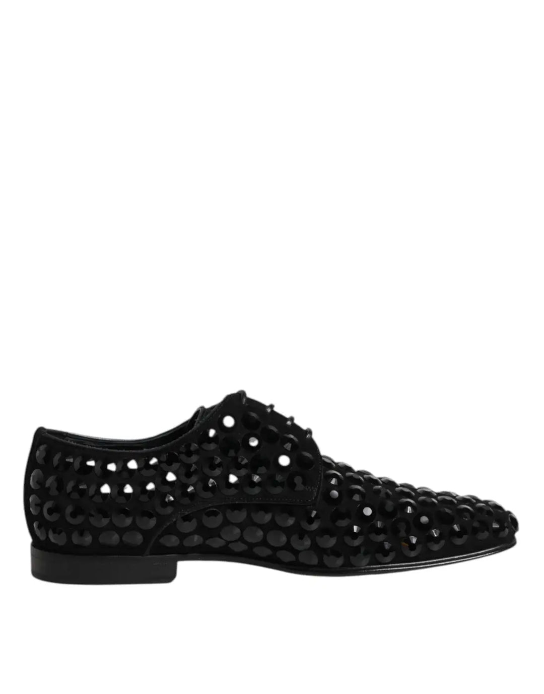 Dolce &amp; Gabbana Black Suede Strass Derby Formal Shoes
