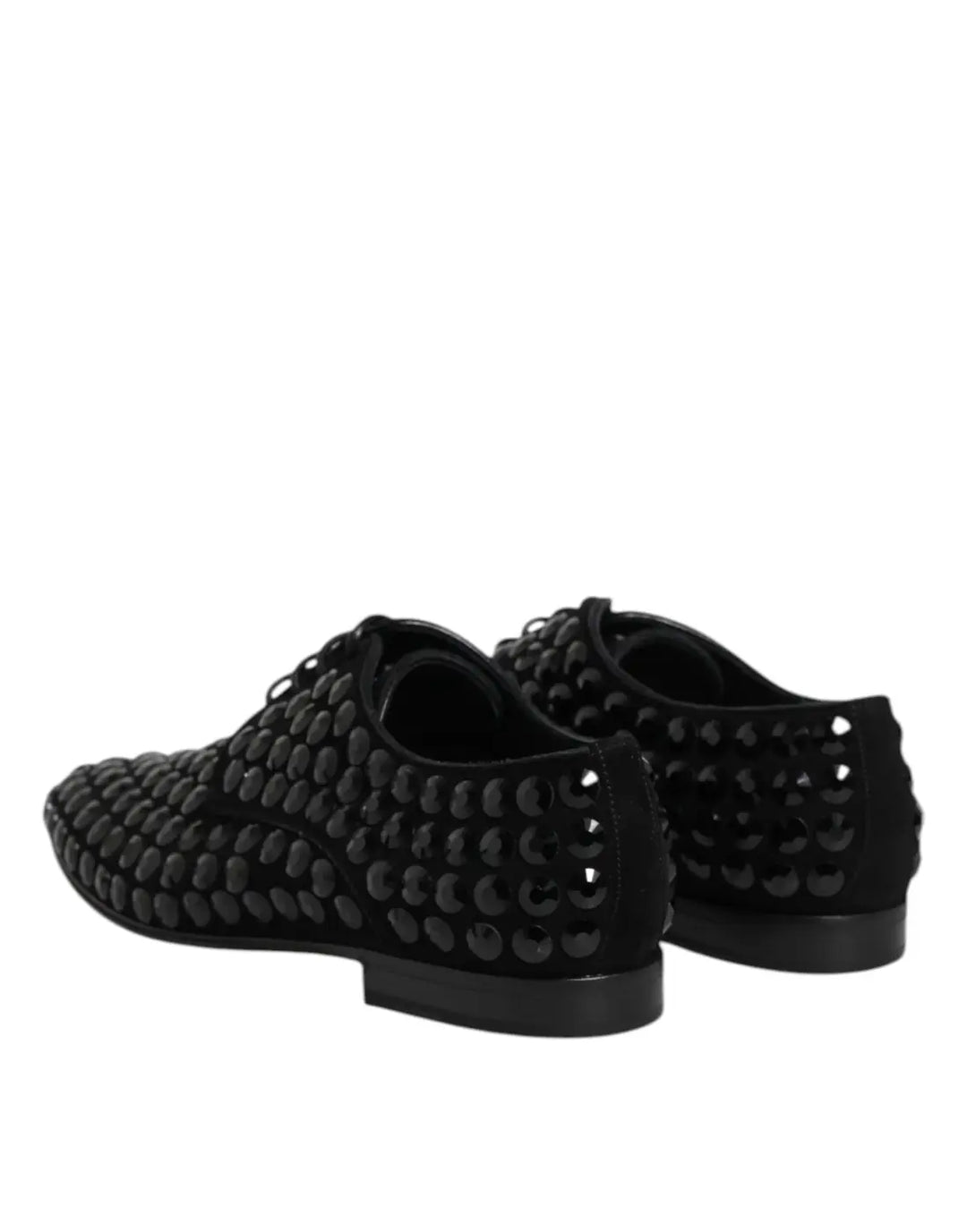 Dolce &amp; Gabbana Black Suede Strass Derby Formal Shoes