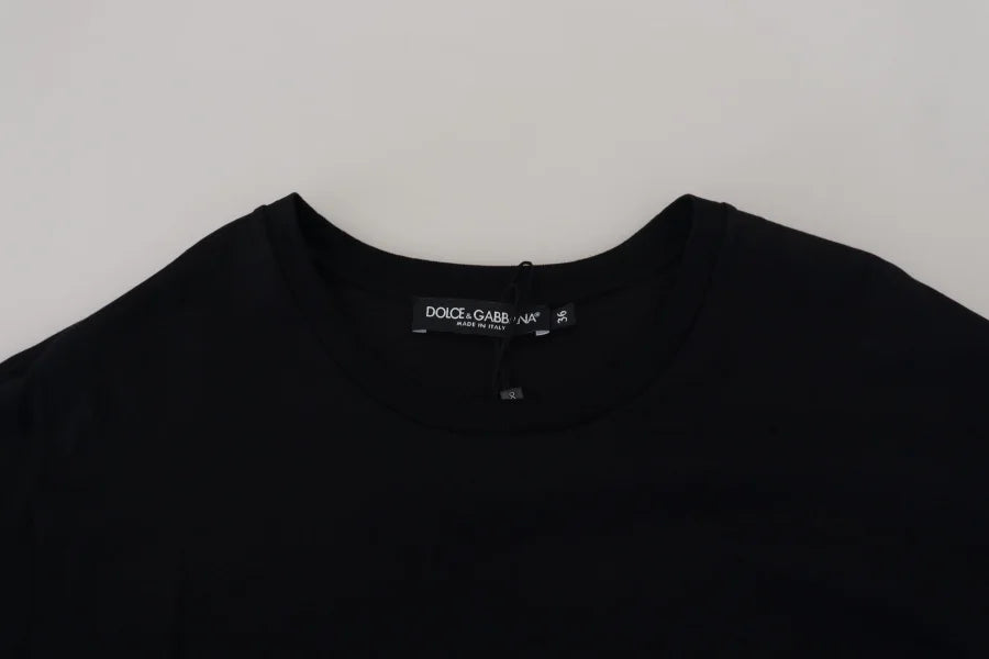 Dolce &amp; Gabbana Black T-shirt Blouse Tassle Cotton