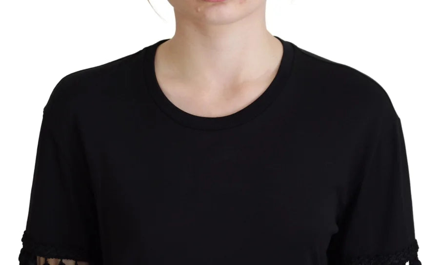 Dolce &amp; Gabbana Black T-shirt Blouse Tassle Cotton