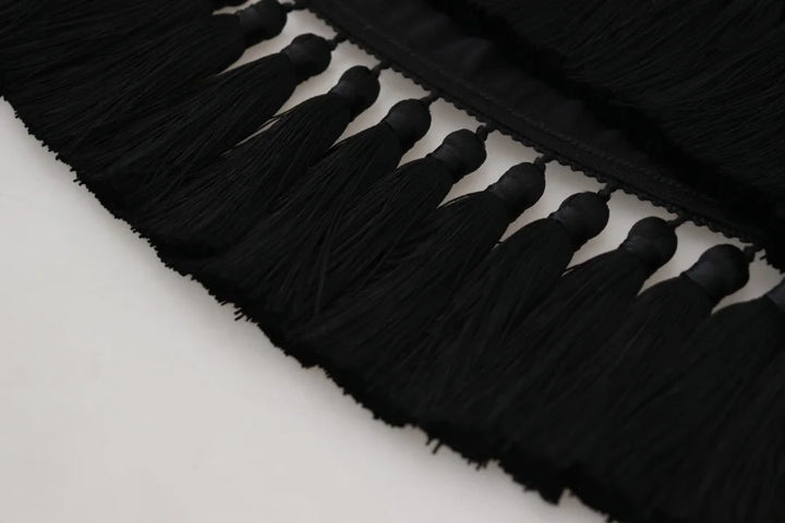 Dolce &amp; Gabbana Black T-shirt Blouse Tassle Cotton