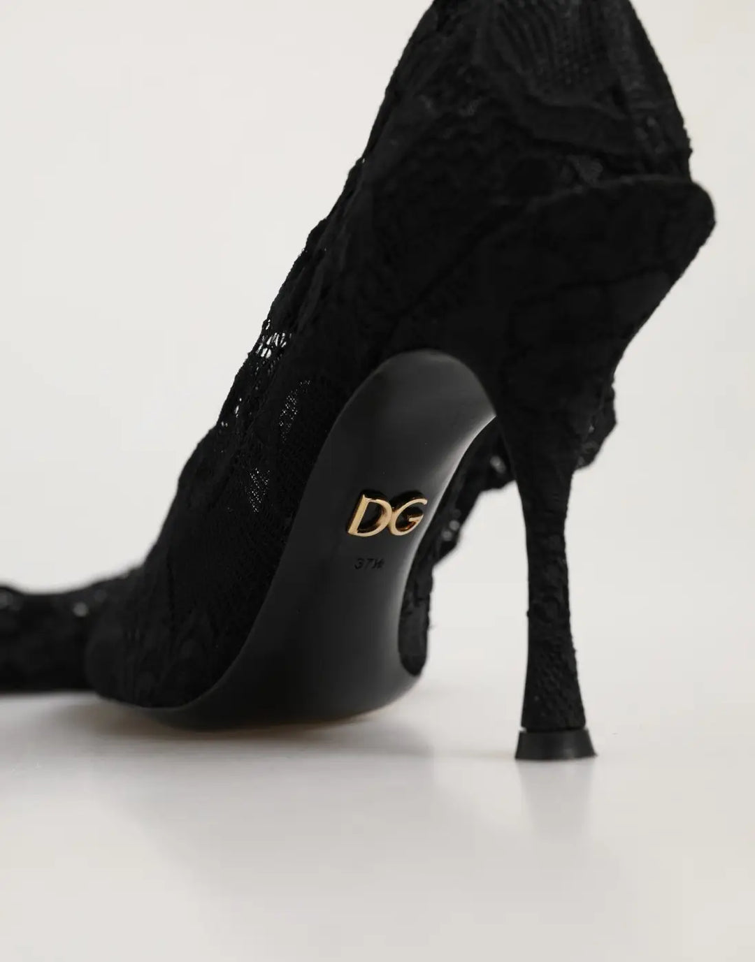 Dolce &amp; Gabbana Black Taormina Lace Socks Boots Pumps Shoes