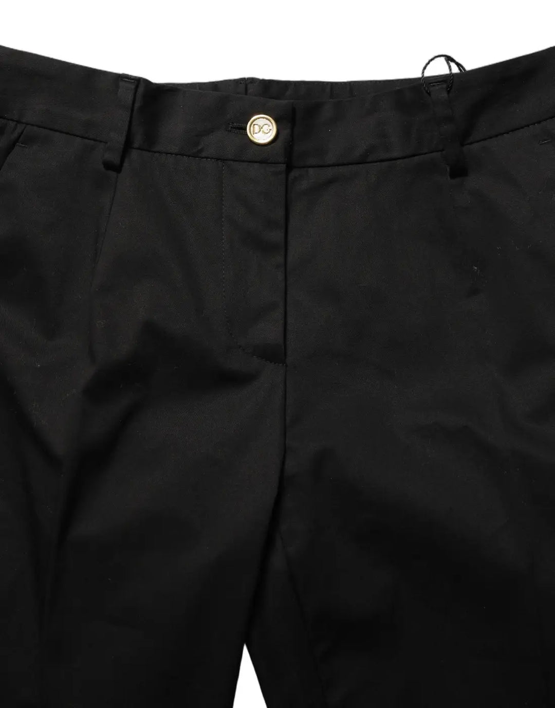 Dolce &amp; Gabbana Black Tapered Leg Dress Cotton Trousers Pants