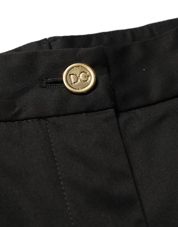 Dolce & Gabbana Black Tapered Leg Dress Cotton Trousers Pants