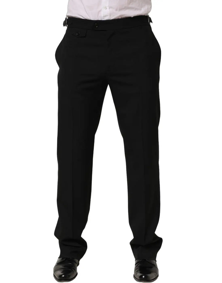 Dolce &amp; Gabbana Black Tapered Leg Men Dress Trouser Pants