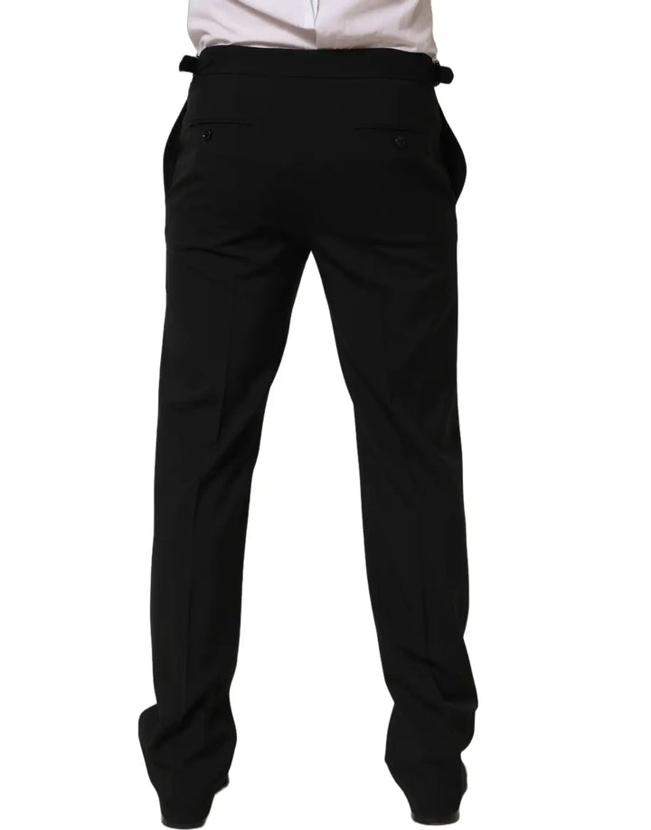 Dolce &amp; Gabbana Black Tapered Leg Men Dress Trouser Pants