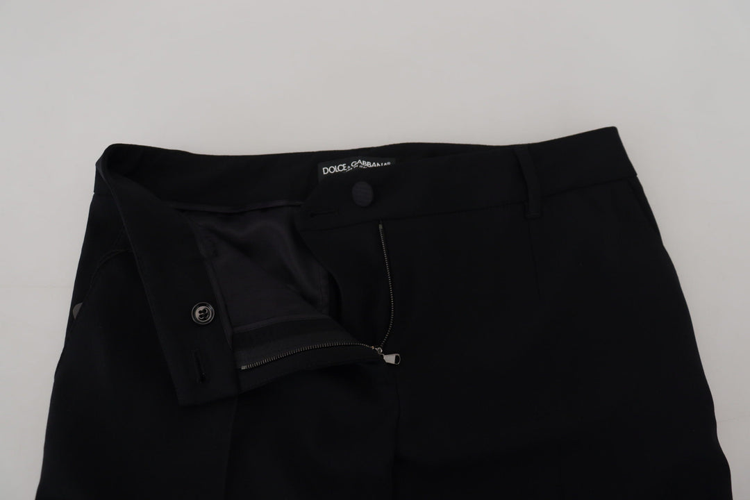 Dolce &amp; Gabbana Black Tapered Women Wool Pants