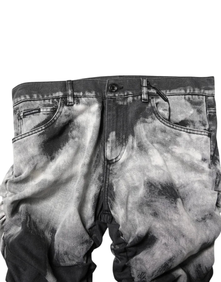 Dolce &amp; Gabbana Black Tie Dye Straight Denim Jeans