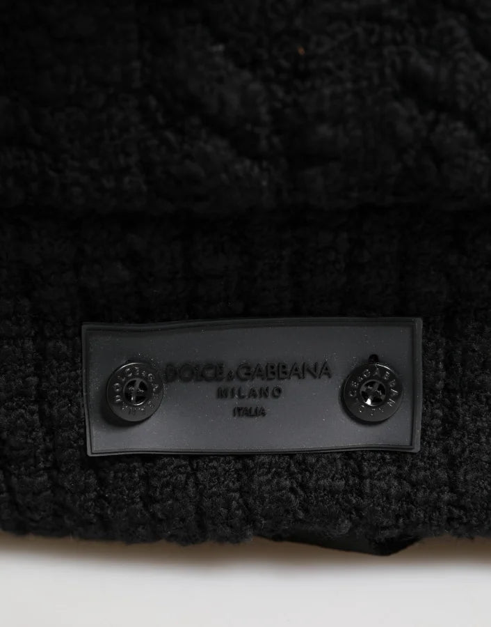 Dolce &amp; Gabbana Black Tricot Wool Blend Duffel Backpack Travel Borse Bag