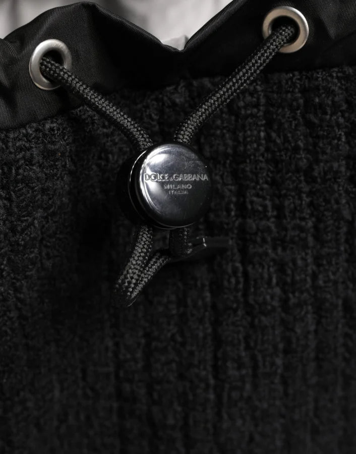 Dolce &amp; Gabbana Black Tricot Wool Blend Duffel Backpack Travel Borse Bag