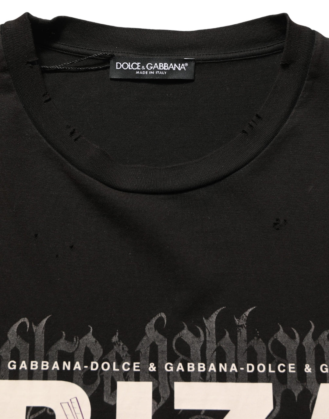 Dolce &amp; Gabbana Black Tropical ?Ibiza’ Men Crew Neck T-shirt