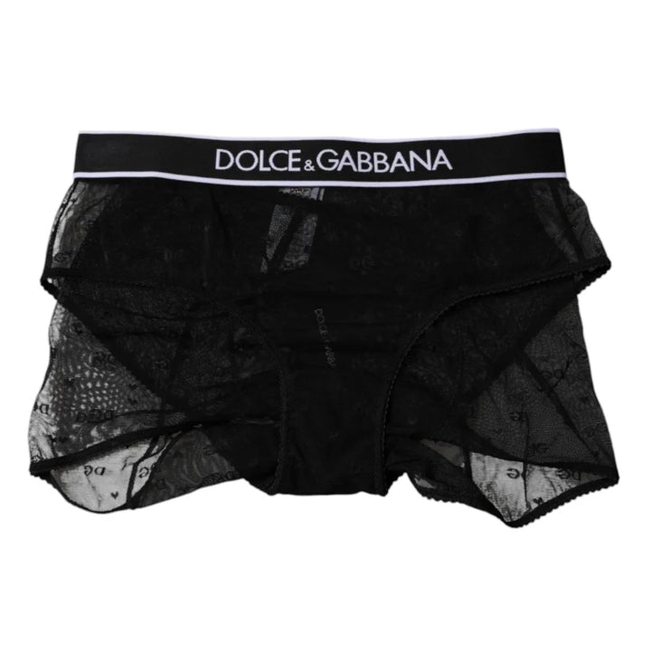 Dolce &amp; Gabbana Black Tulle Nylon Mid Waist Panty Underwear
