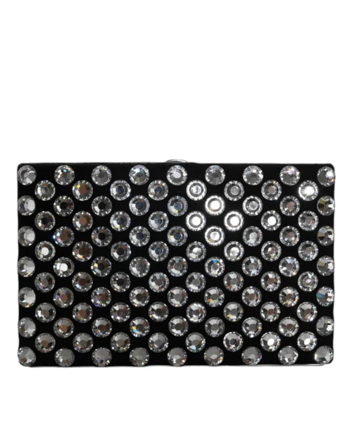 Dolce & Gabbana - Black Velvet Crystal Clutch Evening Party Purse Bag