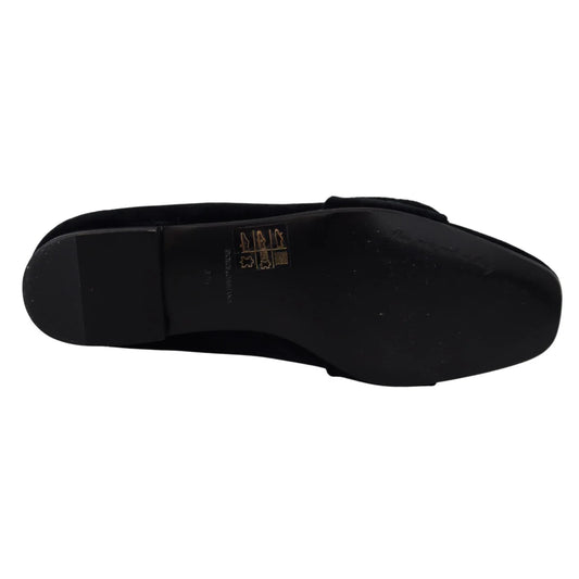 Dolce & Gabbana Black Velvet Crystals Loafers Flats Shoes