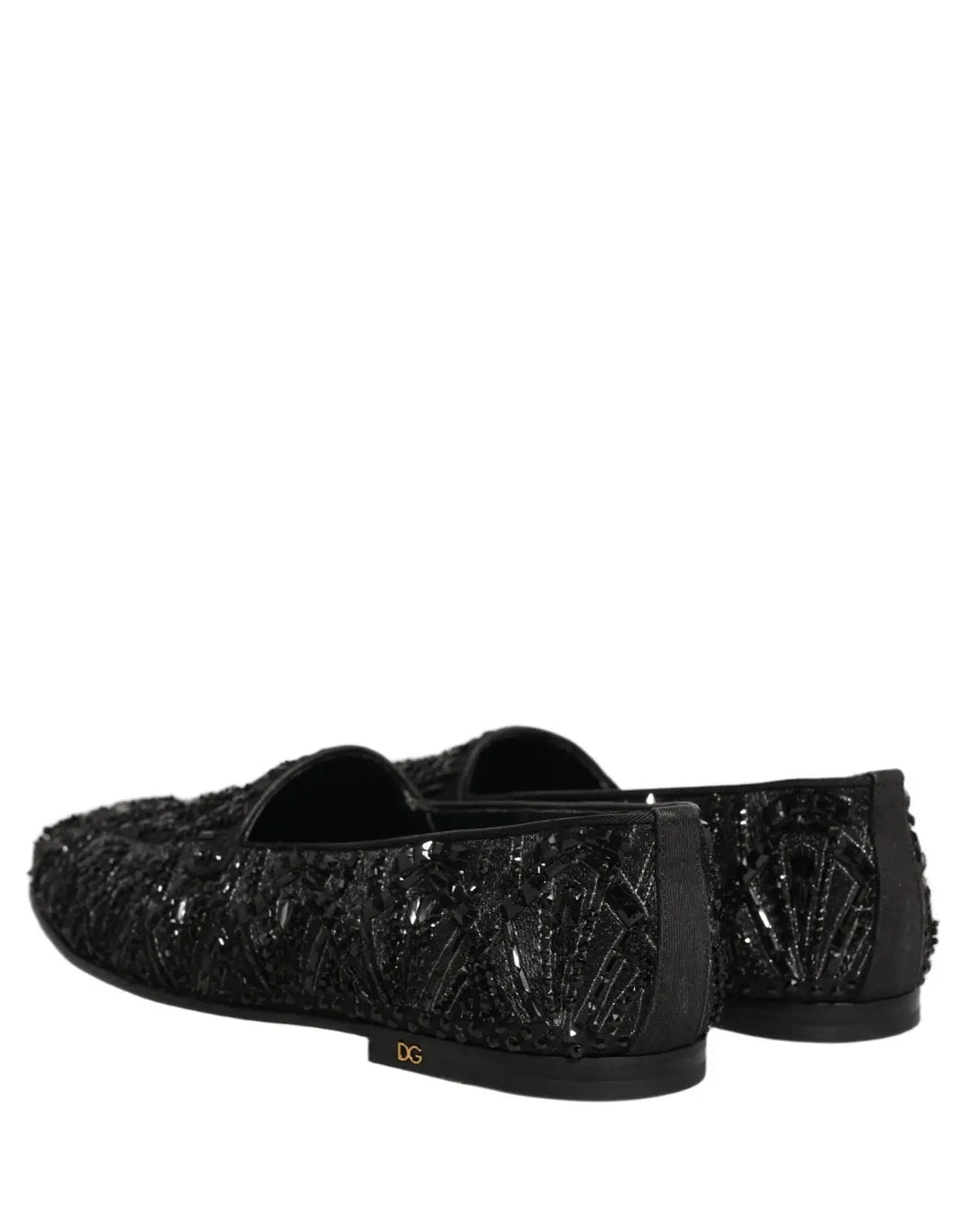 Dolce &amp; Gabbana Black Velvet Embroidered Dress Loafers Shoes