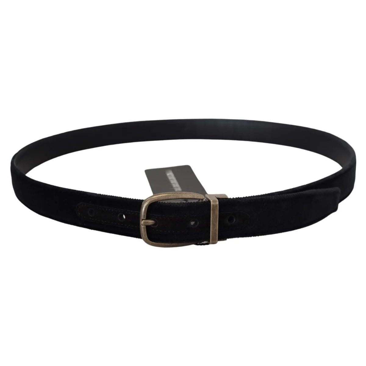 Dolce & Gabbana Black Velvet Leather Antique Metal Buckle