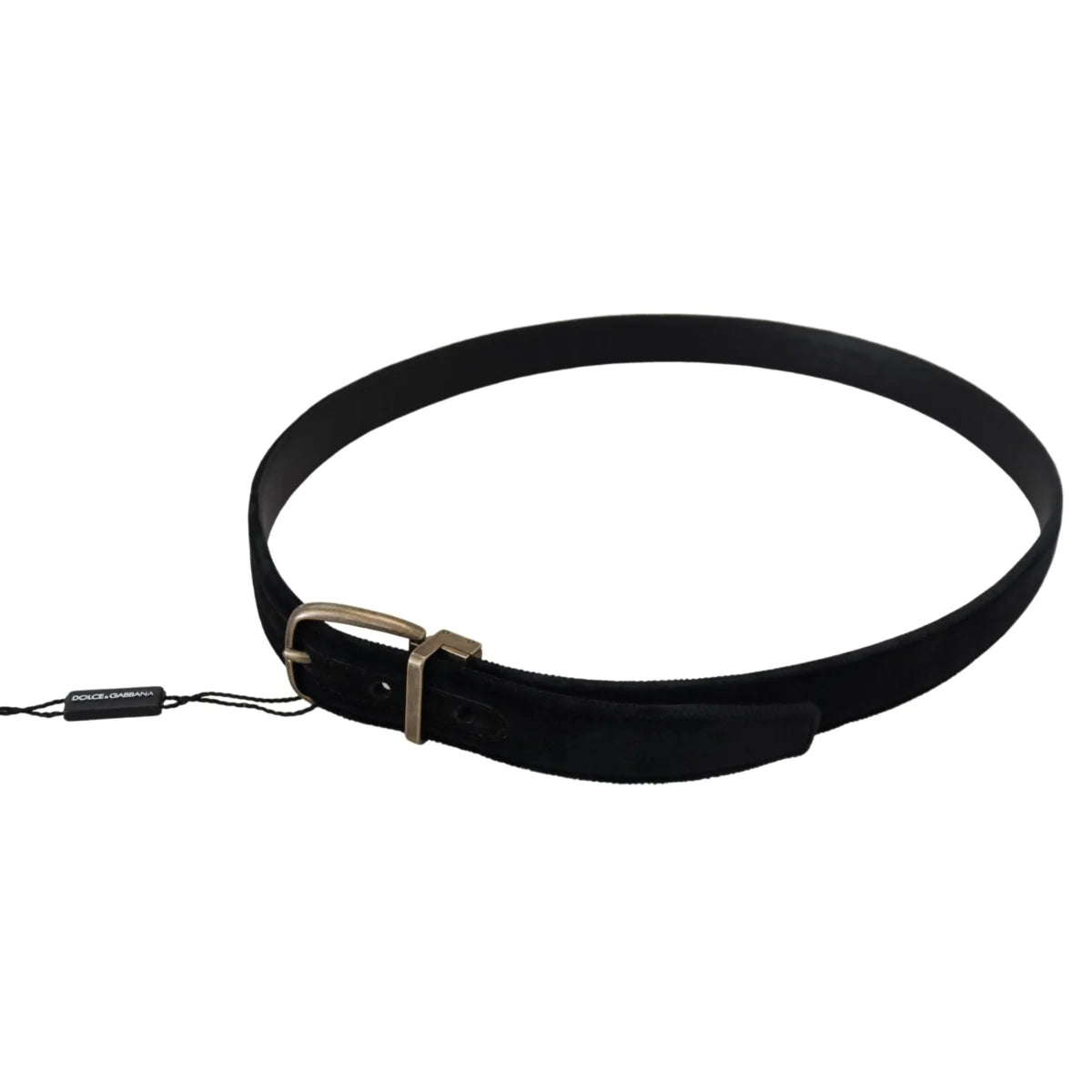 Dolce & Gabbana Black Velvet Leather Antique Metal Buckle