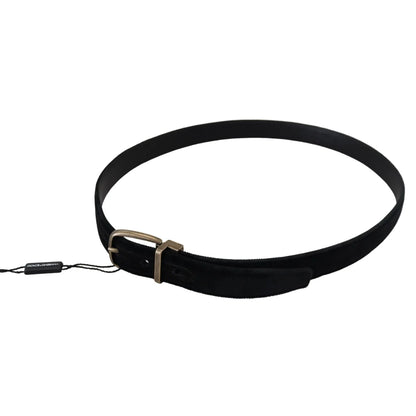 Dolce & Gabbana Black Velvet Leather Antique Metal Buckle