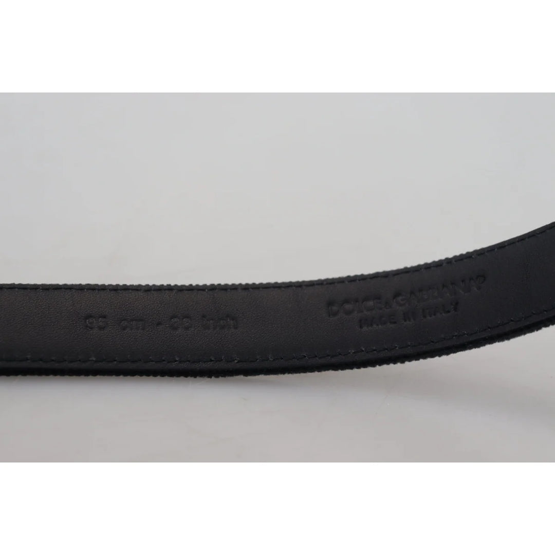 Dolce & Gabbana Black Velvet Leather Antique Metal Buckle