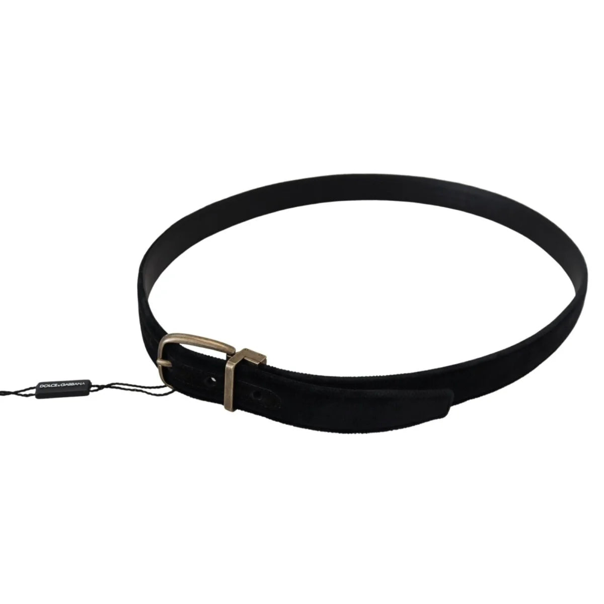 Dolce & Gabbana Black Velvet Leather Antique Metal Buckle