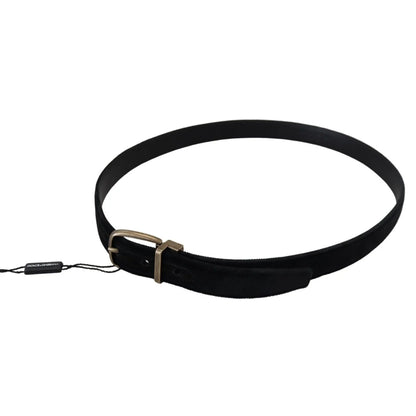 Dolce & Gabbana Black Velvet Leather Antique Metal Buckle