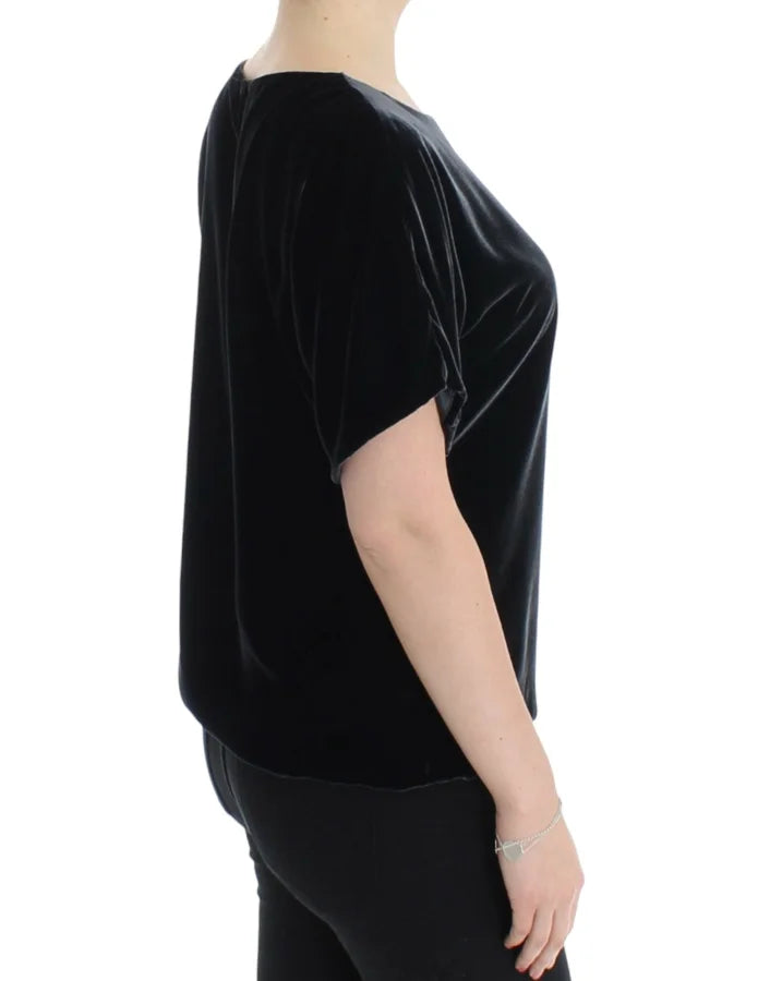 Dolce &amp; Gabbana Black velvet shortsleeved blouse